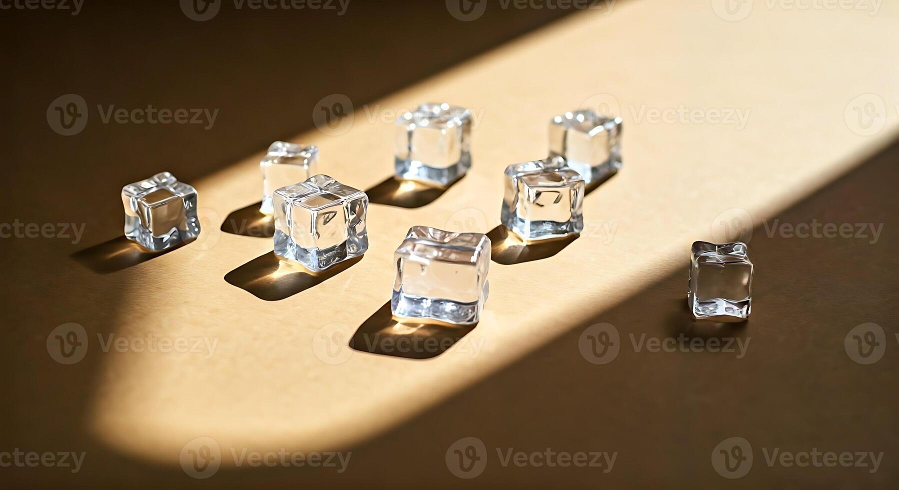 A group of clear glass blocks on a table photo