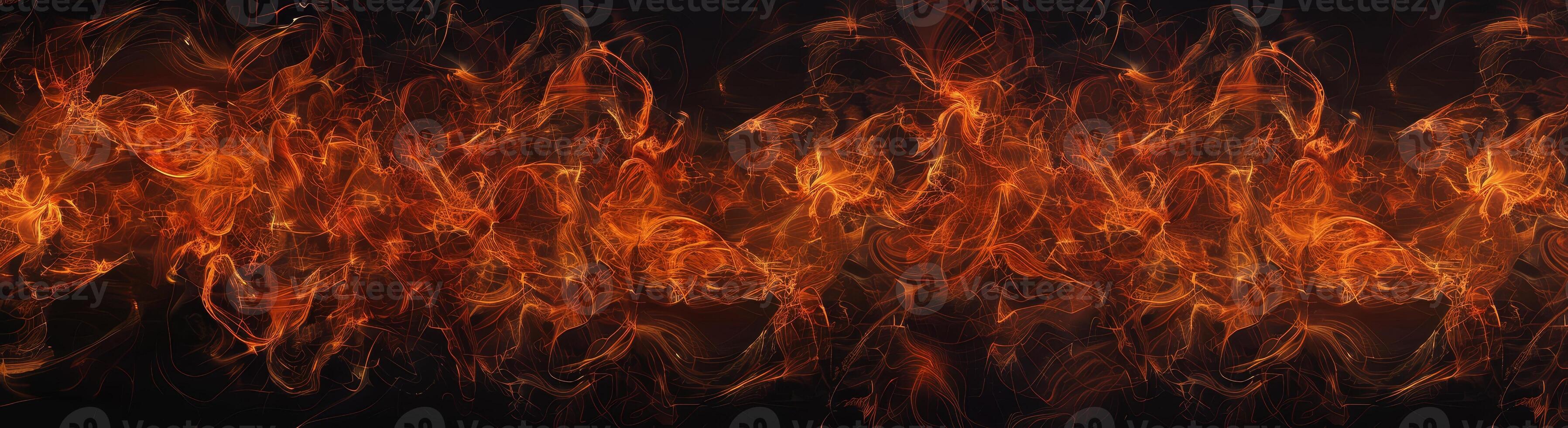 Fiery flames dance and intertwine against a deep black backdrop, creating a mesmerizing tapestry of light and heat that captivates the senses photo