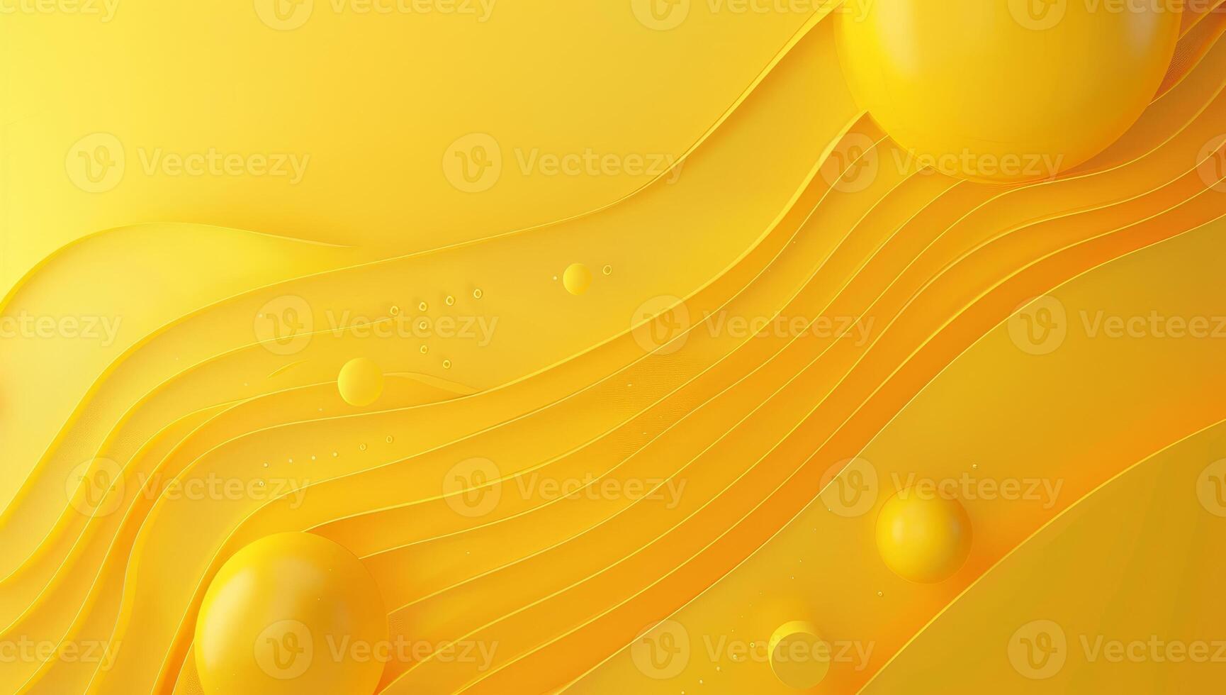 Curved yellow waves flow seamlessly across a bright canvas, adorned with subtle bubbles, radiating a sense of energy and joy photo