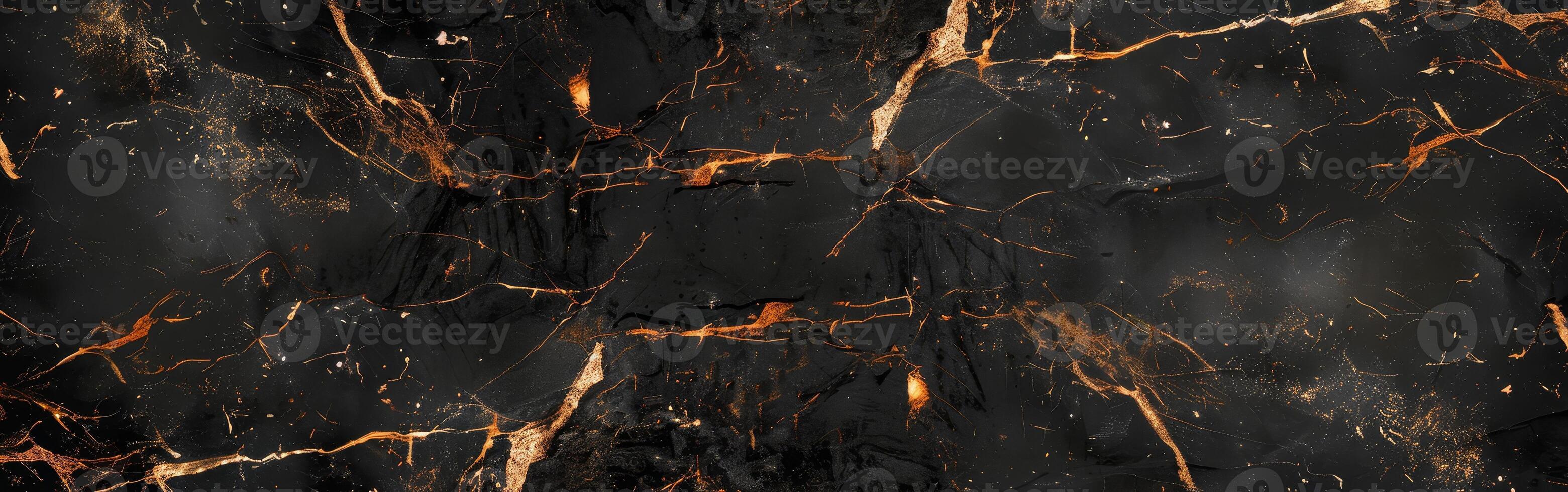 Detailed representation of a black surface enriched with golden veins, highlighting the elegant texture and luxurious appearance of the material photo