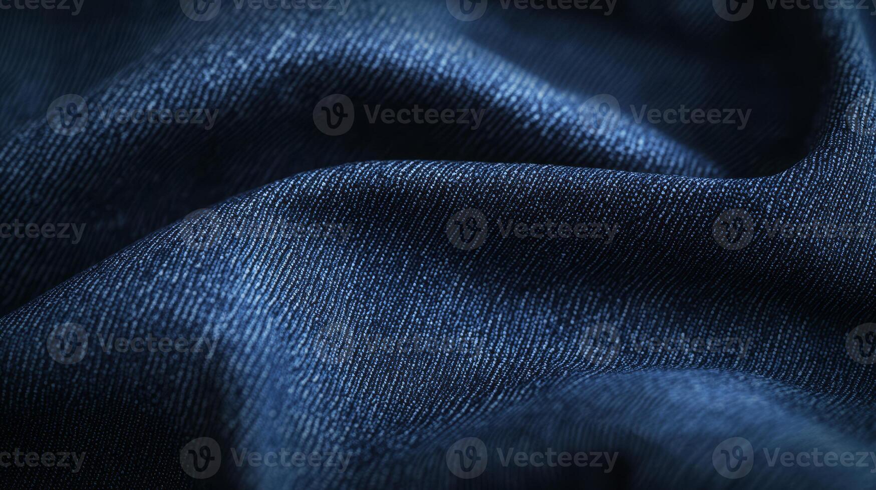Fine dark blue denim with a smooth texture highlights intricate details and craftsmanship, captured in gentle light, emphasizing its quality photo