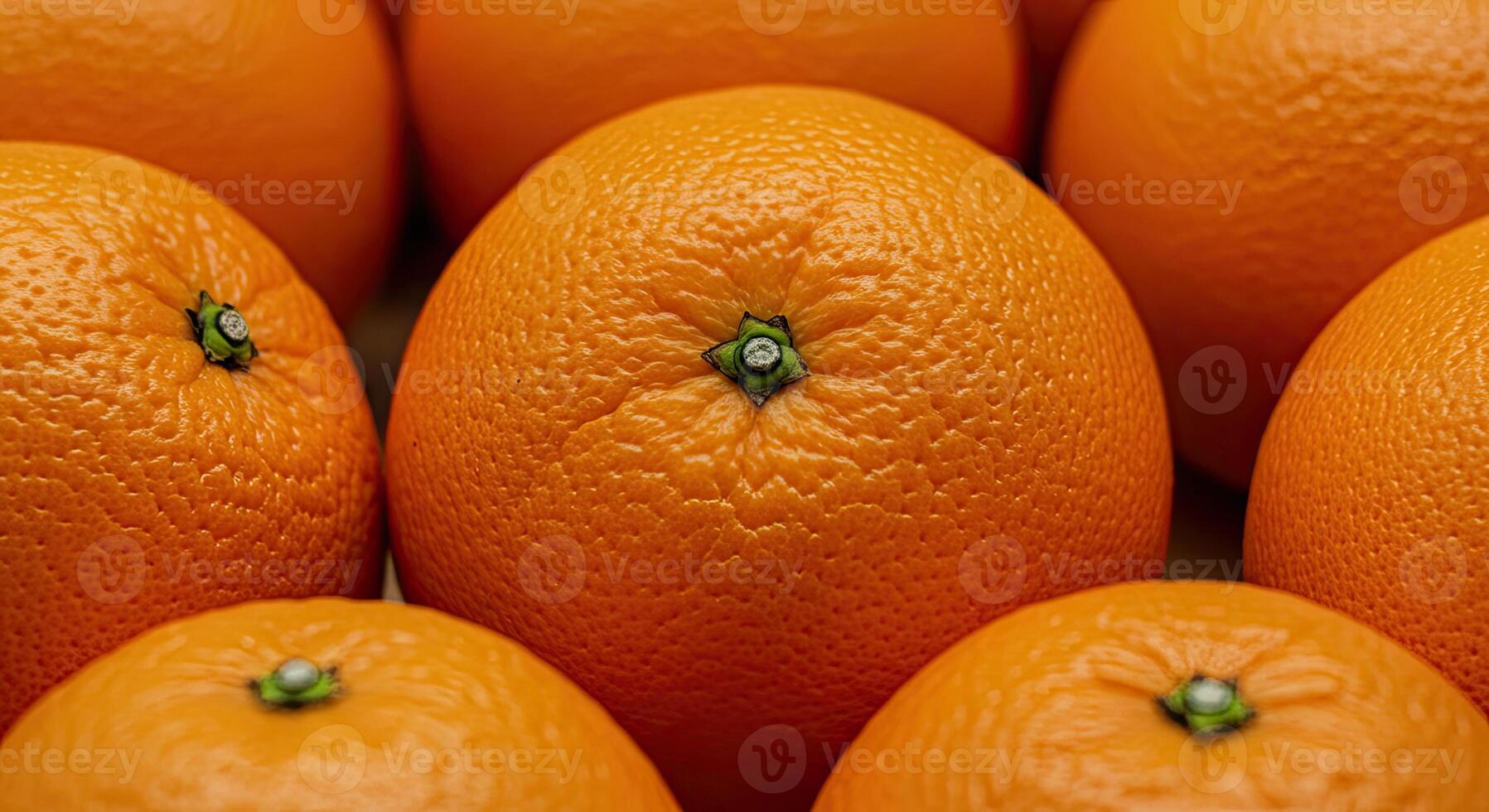 Close-up shot of a collection of fresh oranges, showcasing their vibrant textures photo