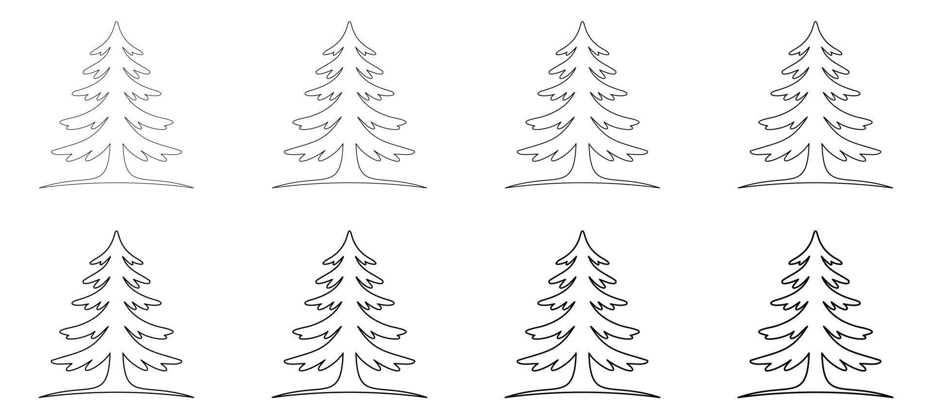 Hand Drawn Cedar Tree Outline for Forest and Winter Themes, Pine Tree Line Art vector