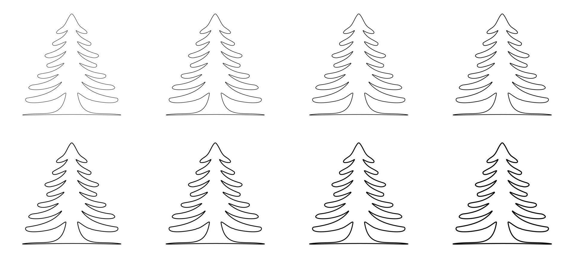 Cedar Tree Line Art Set for Nature and Seasonal, Designs, Cedar Tree Outline vector