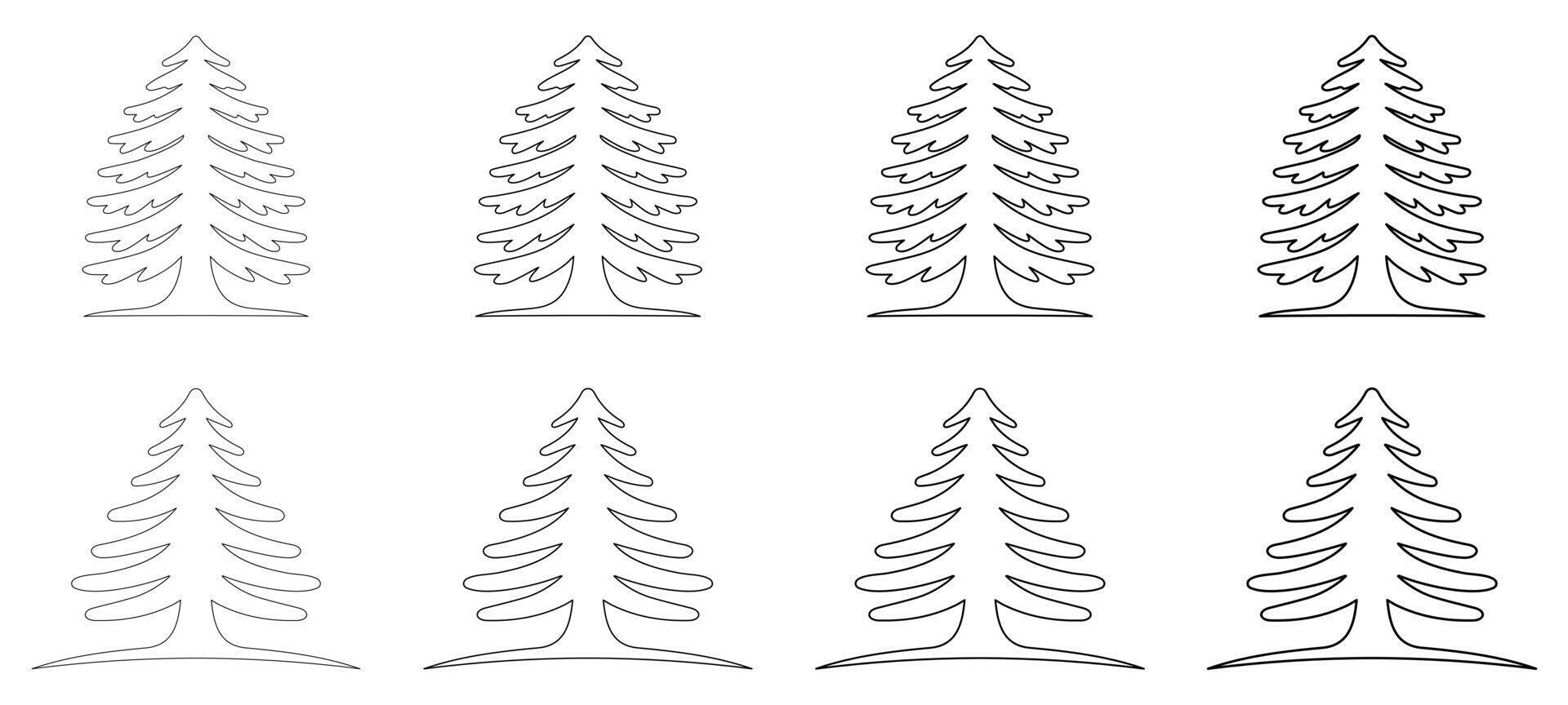 Conifer Tree Line Art Illustration for Nature and Holiday Designs, Cedar Tree Outline vector