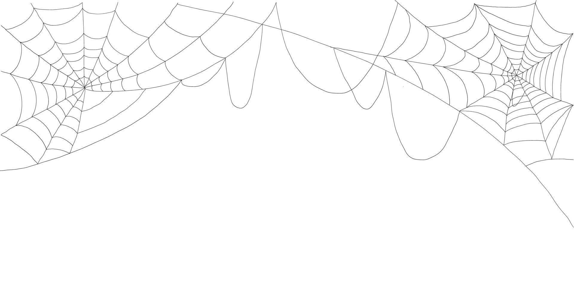 Creepy spiderweb corners black cobweb silhouette design elements for Halloween vector