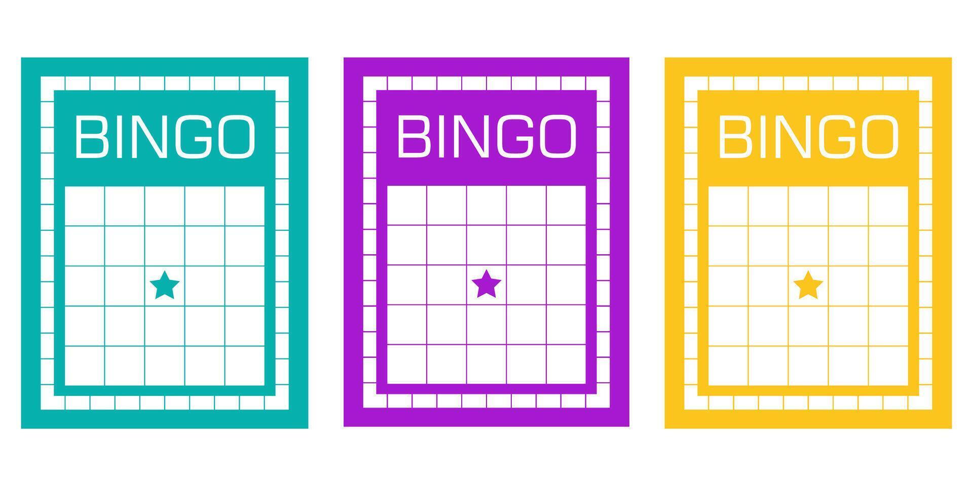 Empty gambling card set for bingo and lotto games. Blank betting ticket templates without numbers. Keno game sheets for casino illustrations, lucky draw themes and entertainment visuals. vector