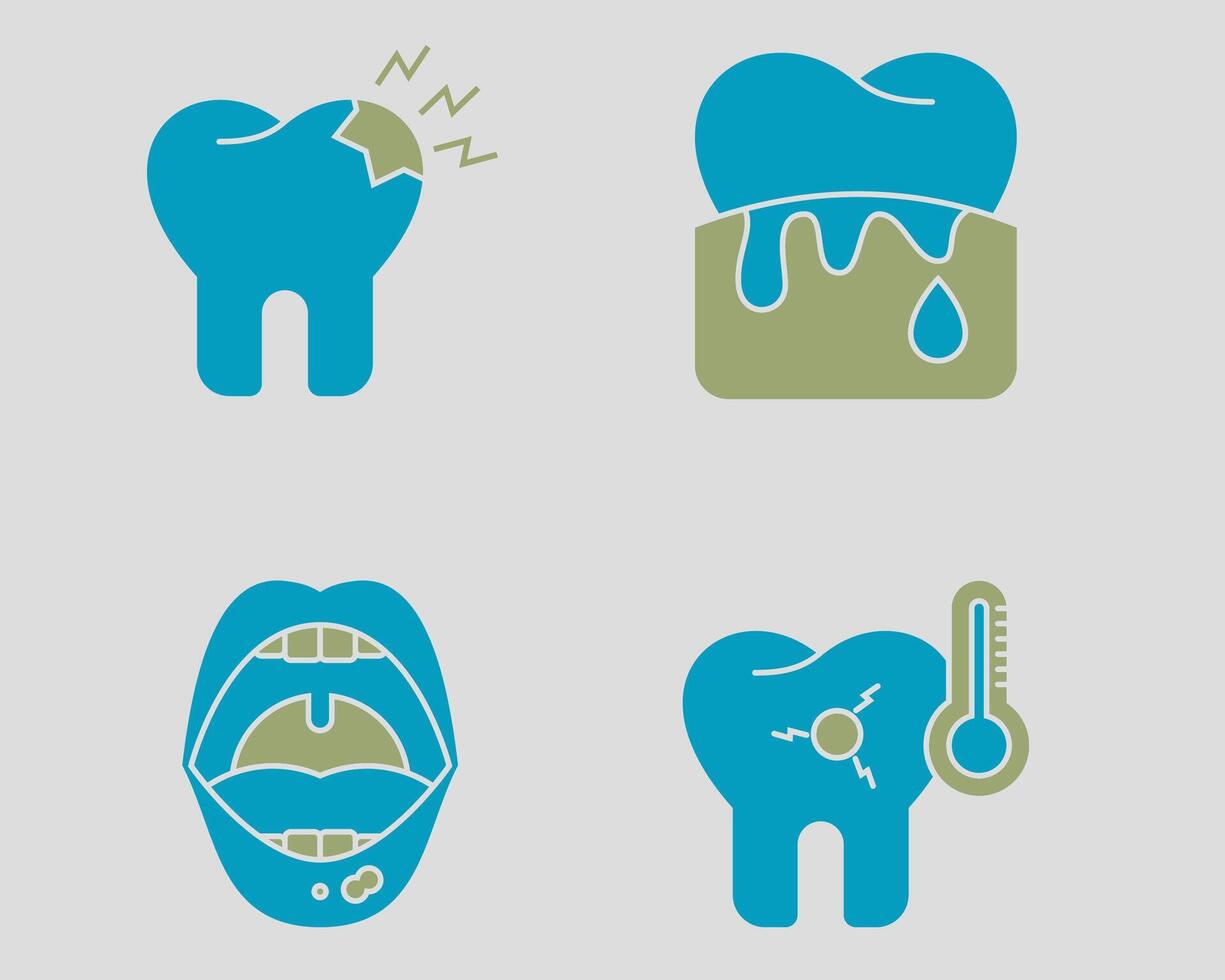 Dental icon set. Containing Toothache, bleeding gum, ulcer, sensitive teeth. vector