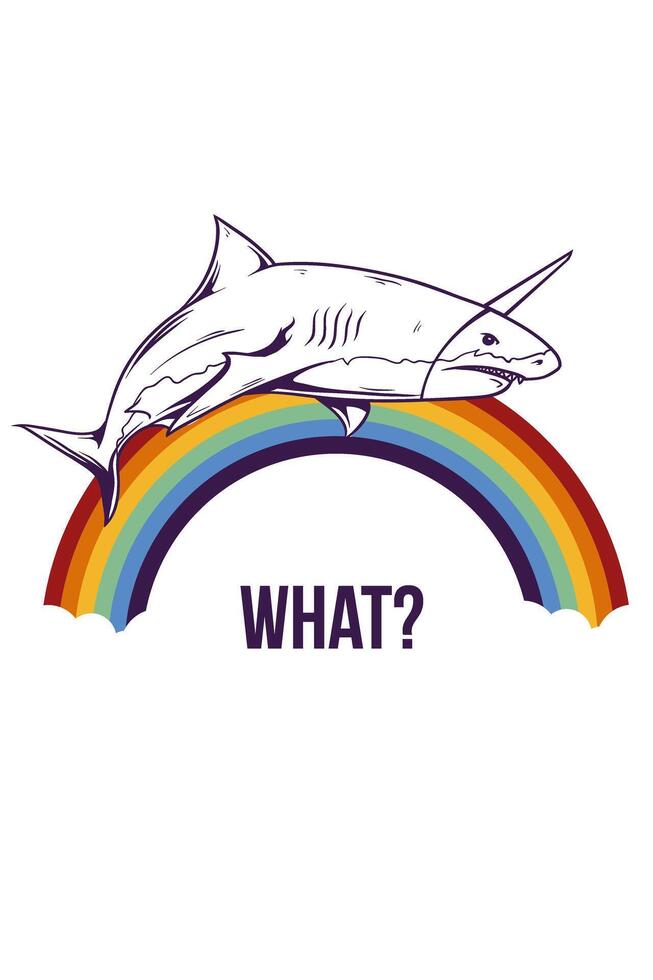Rainbow Shark T-Shirt Design Illustration vector