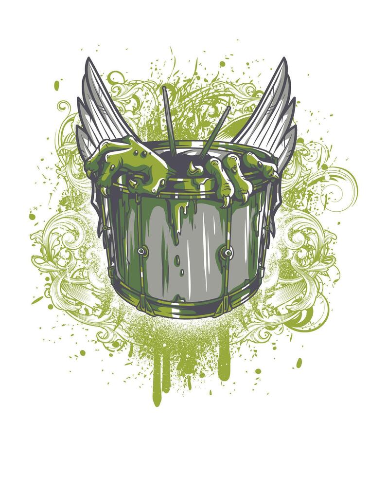 Zombie Rising from Grave Horror T-Shirt Graphic Design Illustration vector