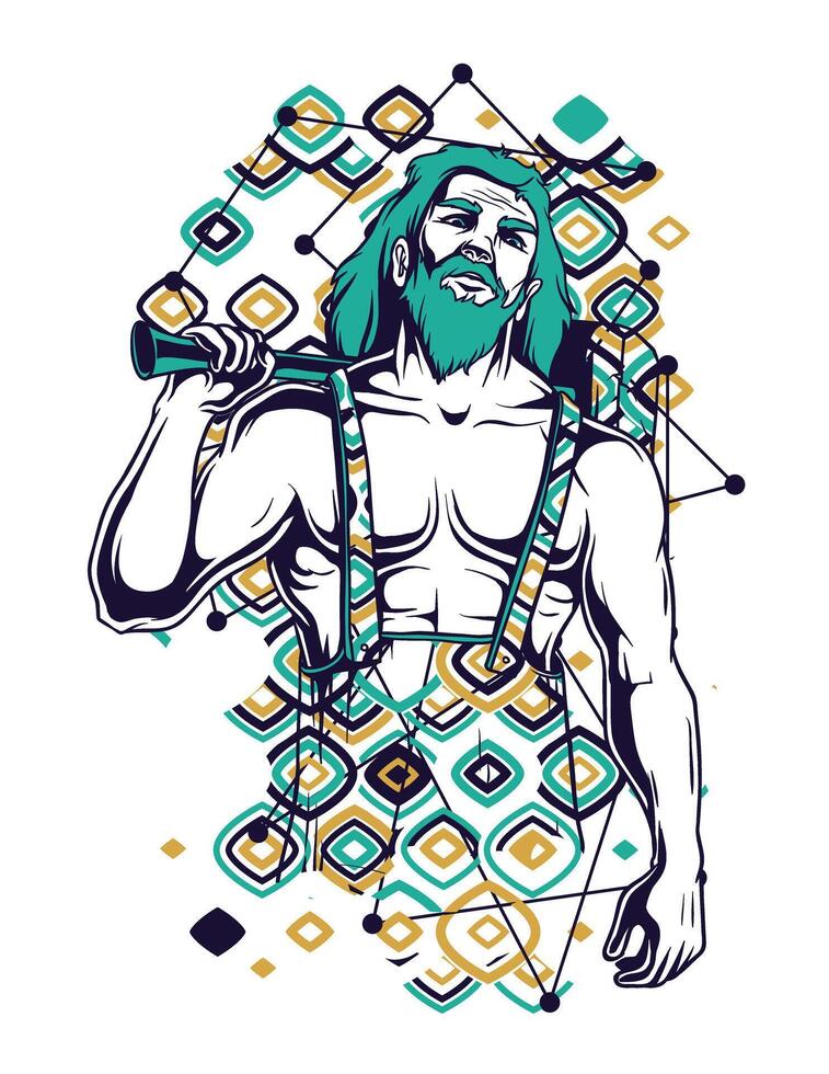Lumberjack with Axe Figure Art T-Shirt Design Illustration vector