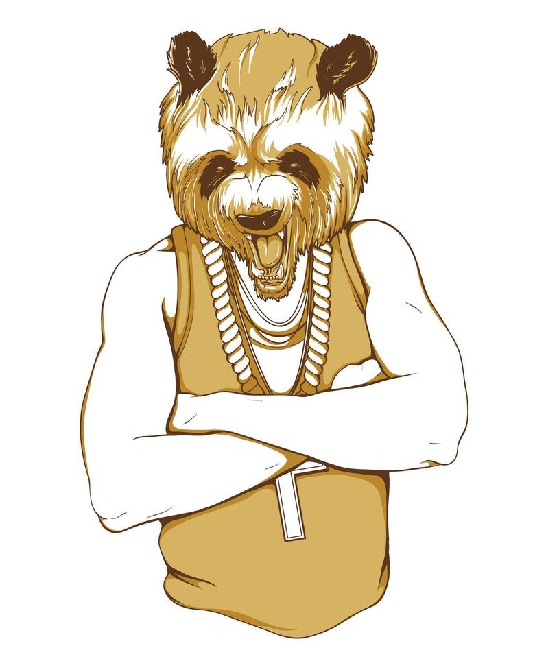 A playful panda man figure illustration perfect for t-shirt designs, merchandise, and print-on-demand projects. vector