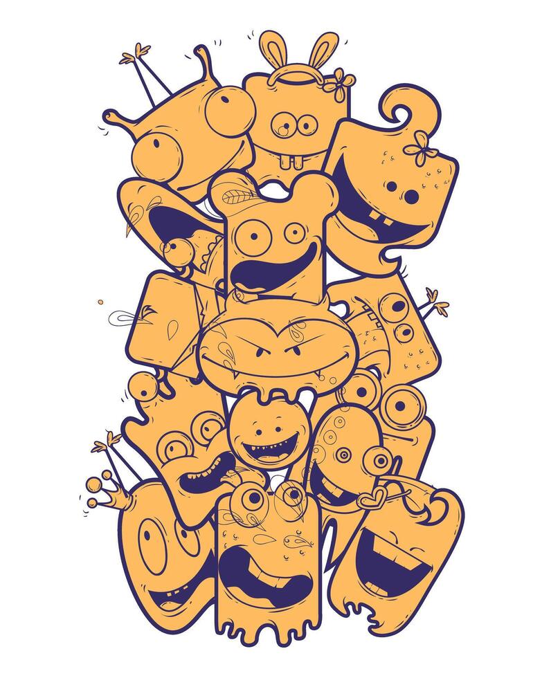 Playful Cartoon Character Graphic Tee Design Vibrant Illustration for T-Shirts vector