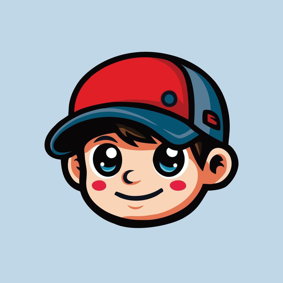 A cartoon boy with a baseball cap on his head vector