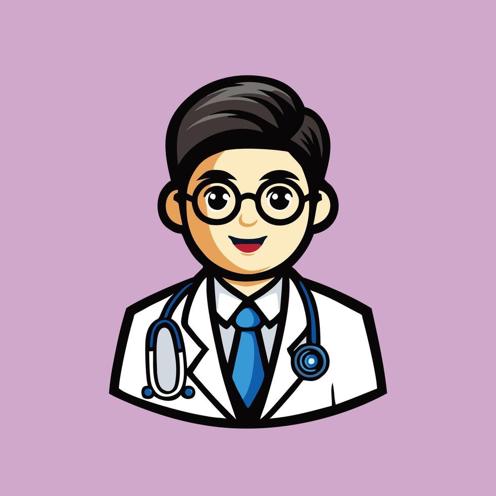 Doctor avatar icon in cartoon style vector