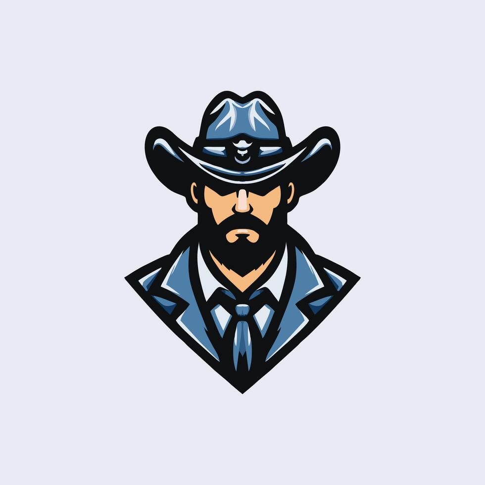 Cowboy with a beard and blue hat vector