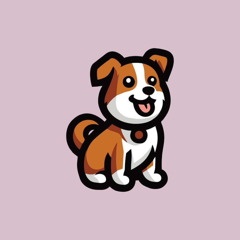 A cartoon dog sitting on a purple background vector