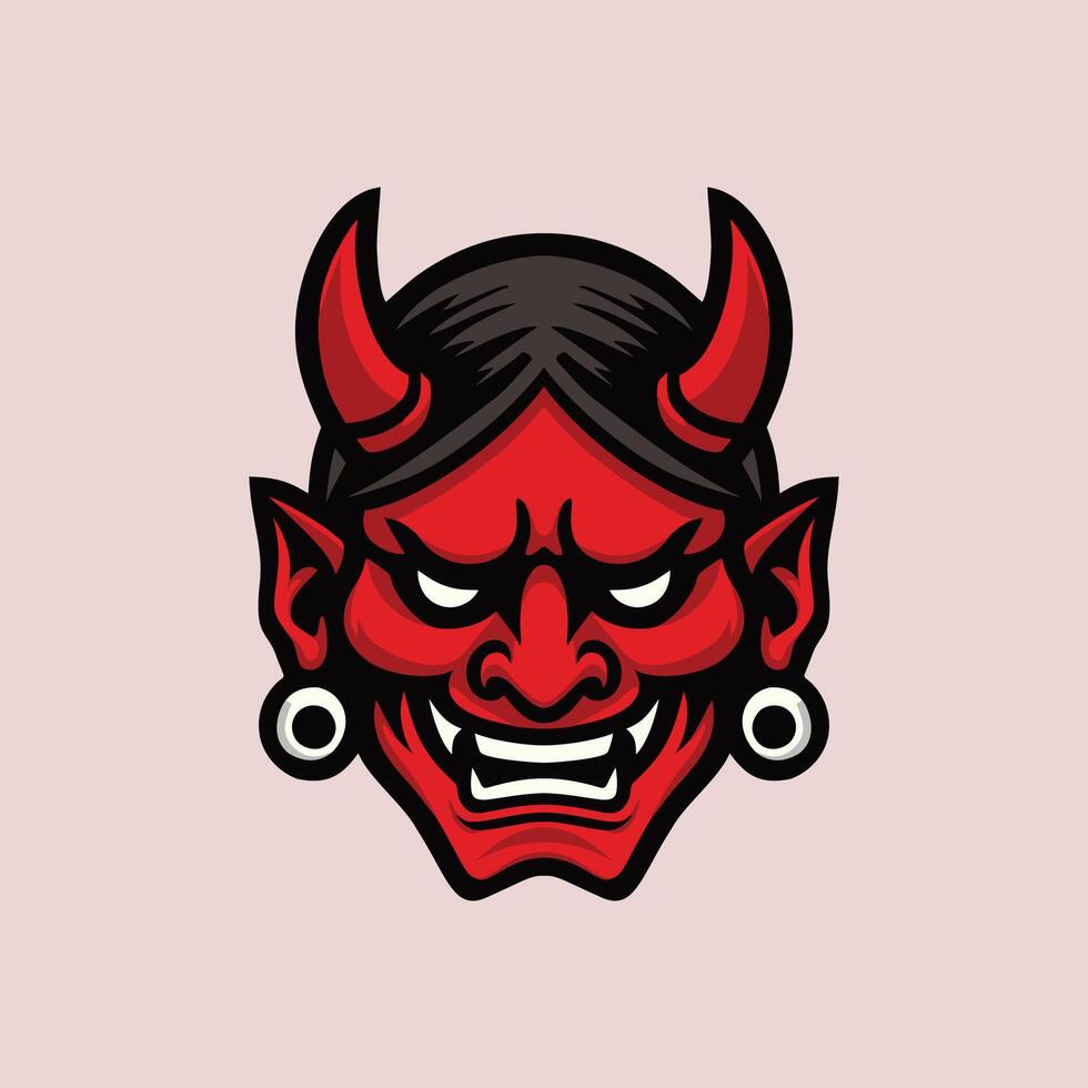 A devil head with horns on it vector