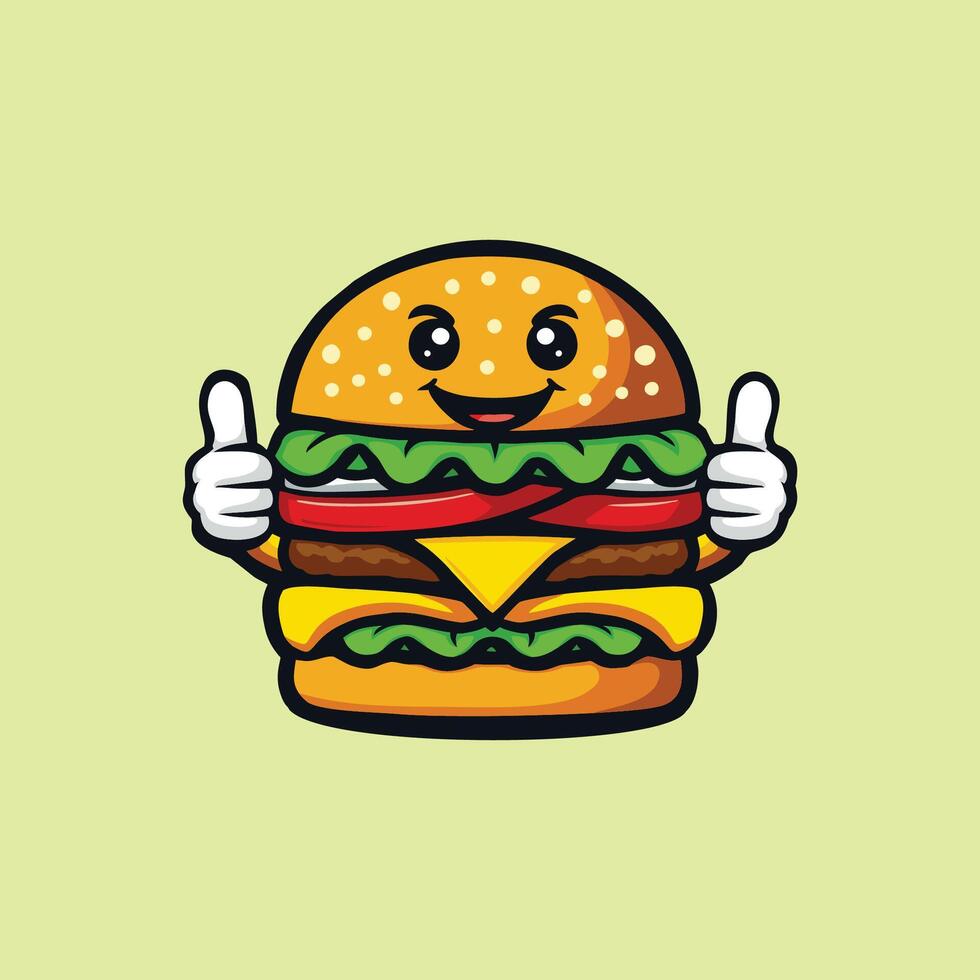 A hamburger character with thumbs up vector