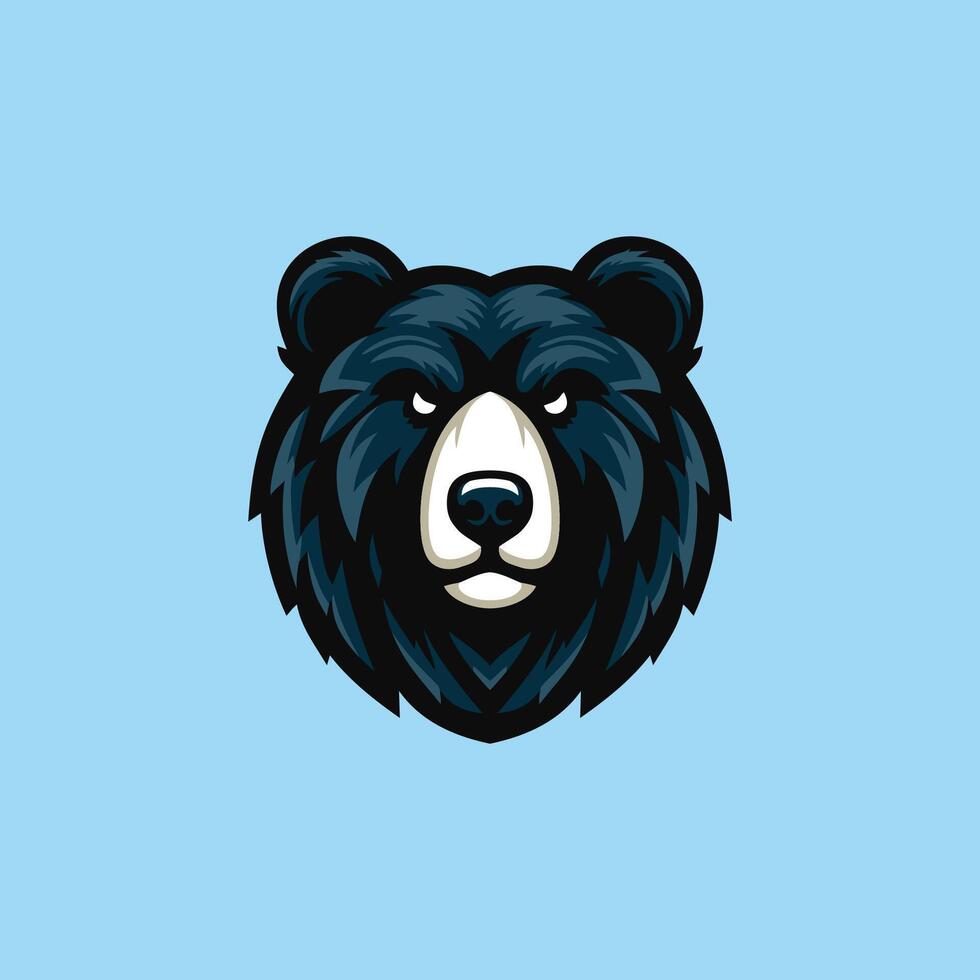 A bear head logo on a blue background vector