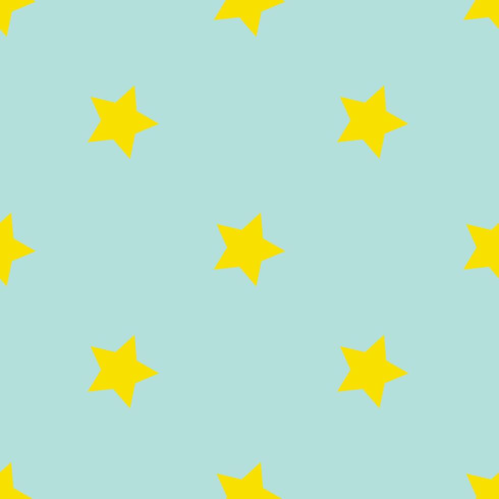 Seamless pattern of bright yellow stars on a soft pastel blue background. Perfect for childlike themes, backgrounds, or celebratory designs vector
