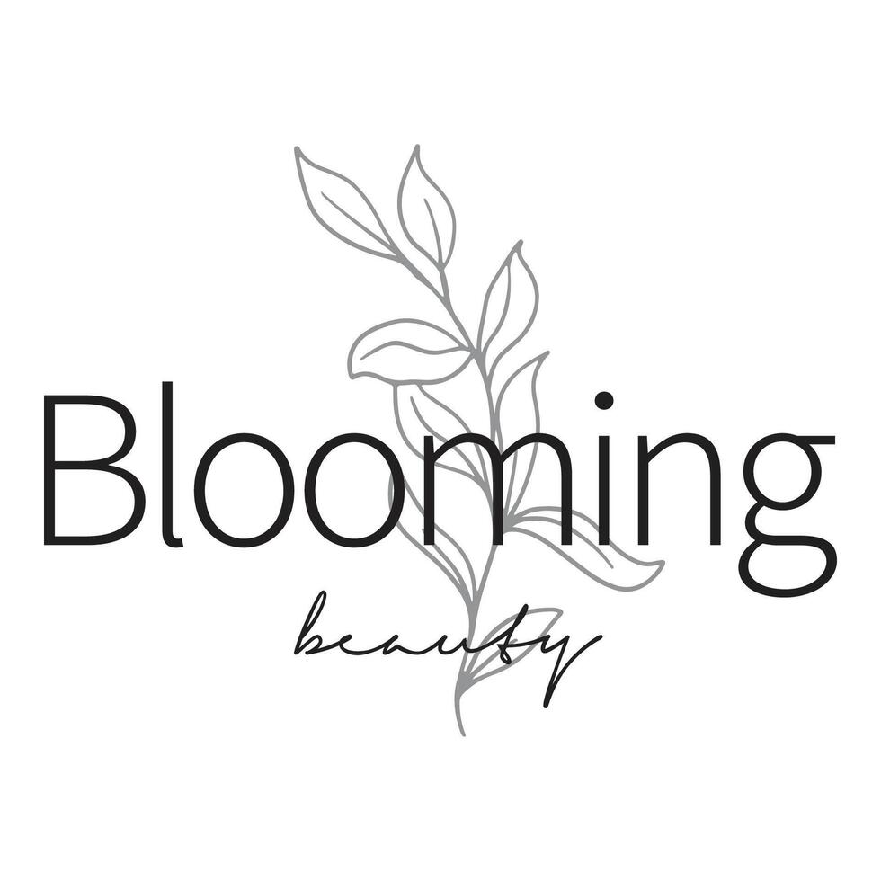 Botanical floral plant hand drawn illustration with modern typography - Blooming beauty for t-shirt print design. apparel, posters, stickers vector
