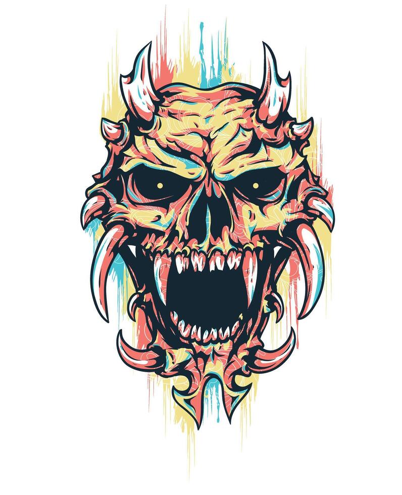 Alien Skull Graphic Art Tee Design - Sci-Fi Horror Illustration for T-Shirts vector