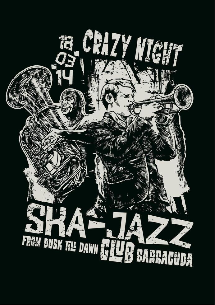 Vibrant Abstract Jazz Night Art T-Shirt Graphic for Music Lovers vector