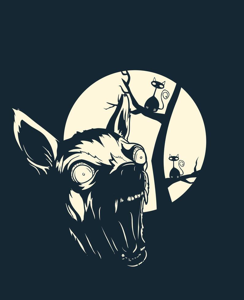 Urban Night Wolf Graphic Tee Design Editable Art for Streetwear vector