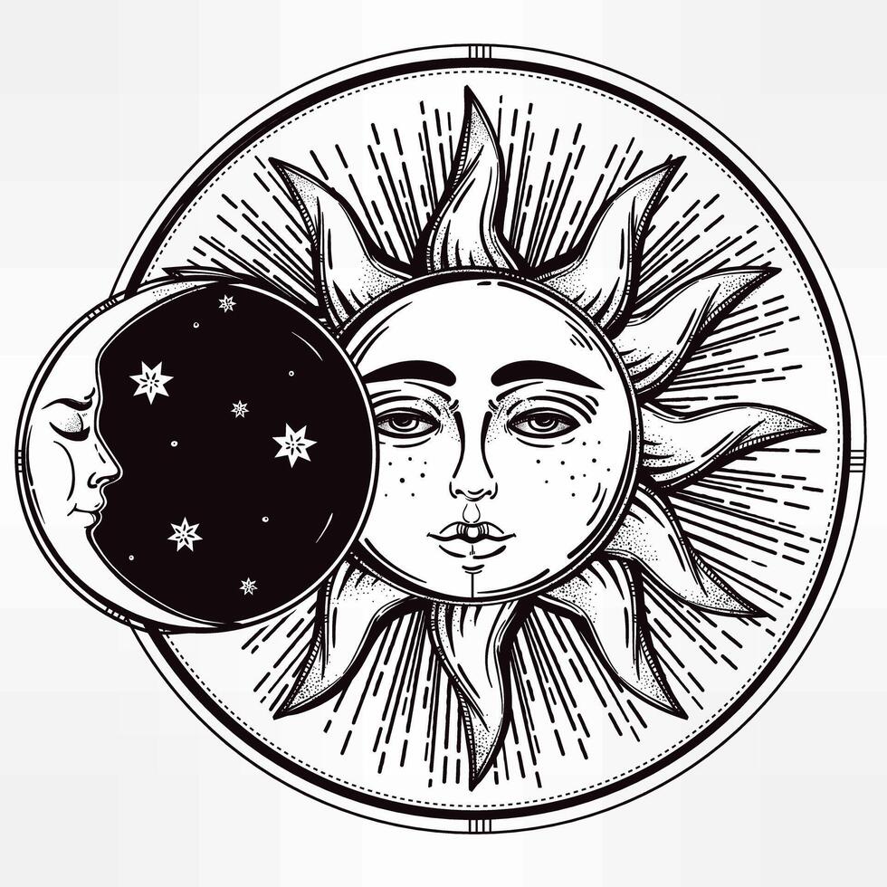 Sun Goddess Woman Silhouette Abstract Art T-Shirt Graphic Design Illustration vector