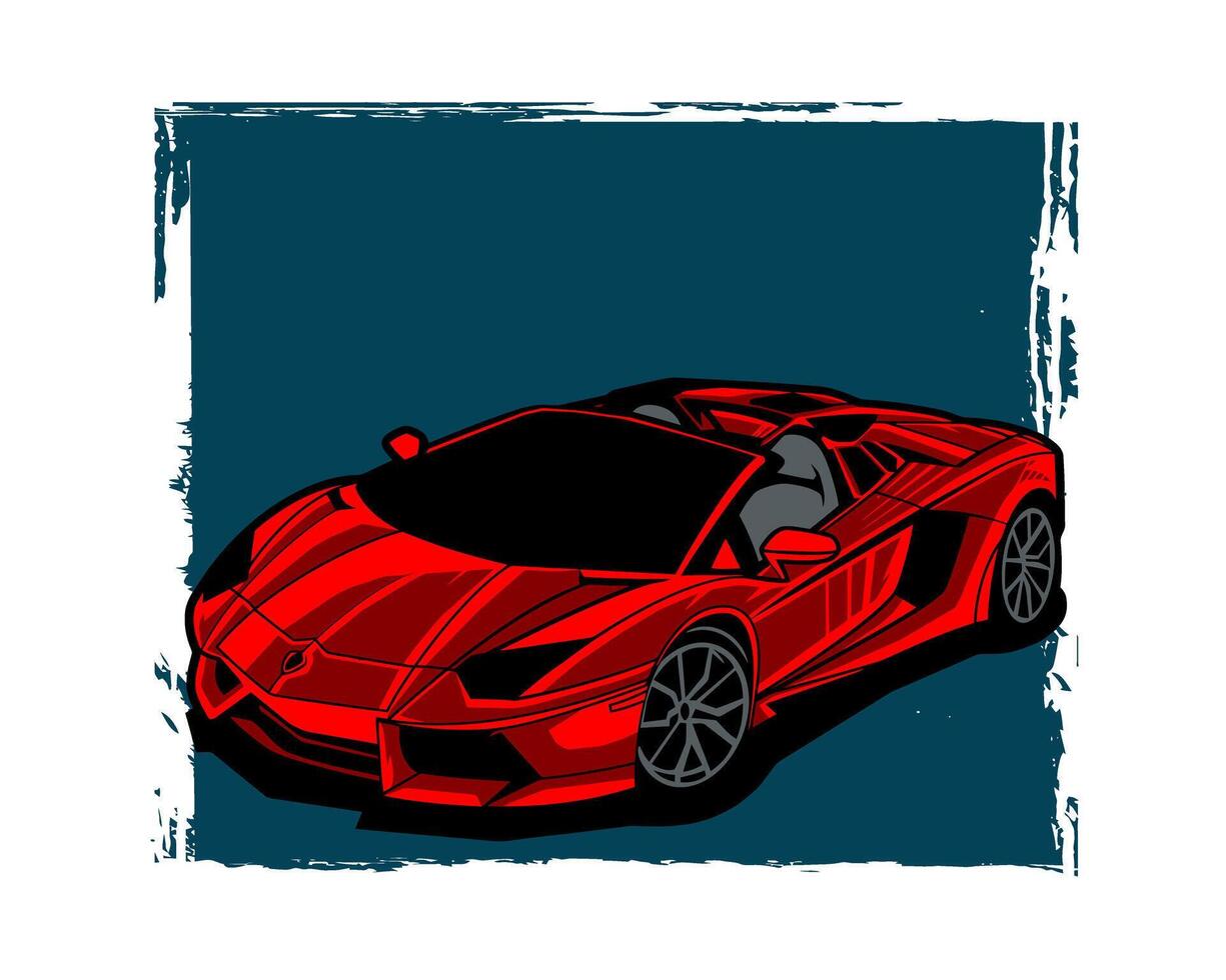 Retro Racing Car Red Art T-Shirt Graphic Design Illustration vector