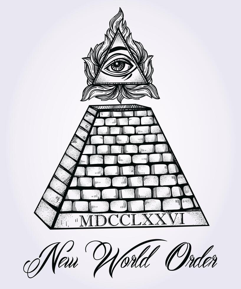 Conspiracy Theory Eye Pyramid Illuminati Symbol Graphic Tee Art Design vector