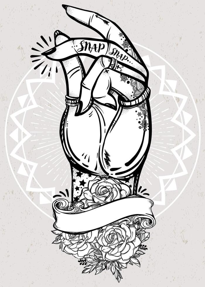 Finger Snap Pose Art T-Shirt Design Illustration vector