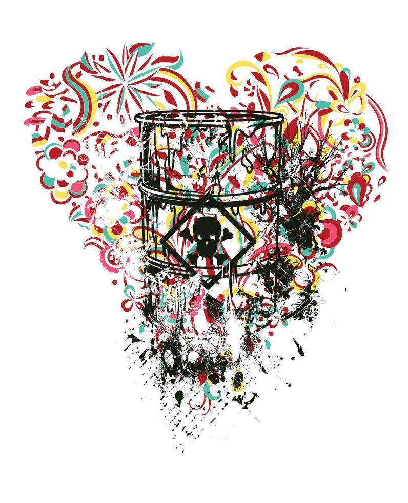 Pollution Heart Art T-Shirt Design Illustration - Environmental Awareness Graphic vector