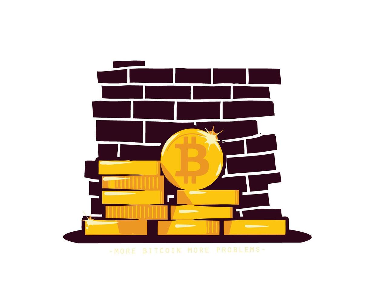 Cryptocurrency Bitcoin Graphic Tee Art, Digital Illustration for T-Shirt Printing vector