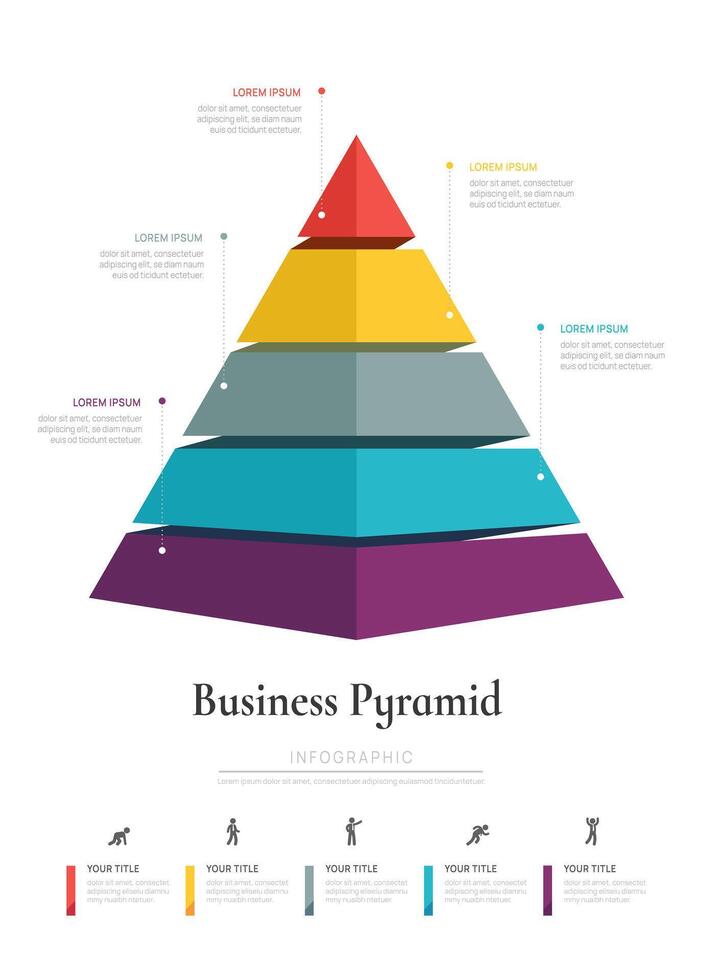 Infographics triangular pyramid chart timeline business 5 steps to success template. vector