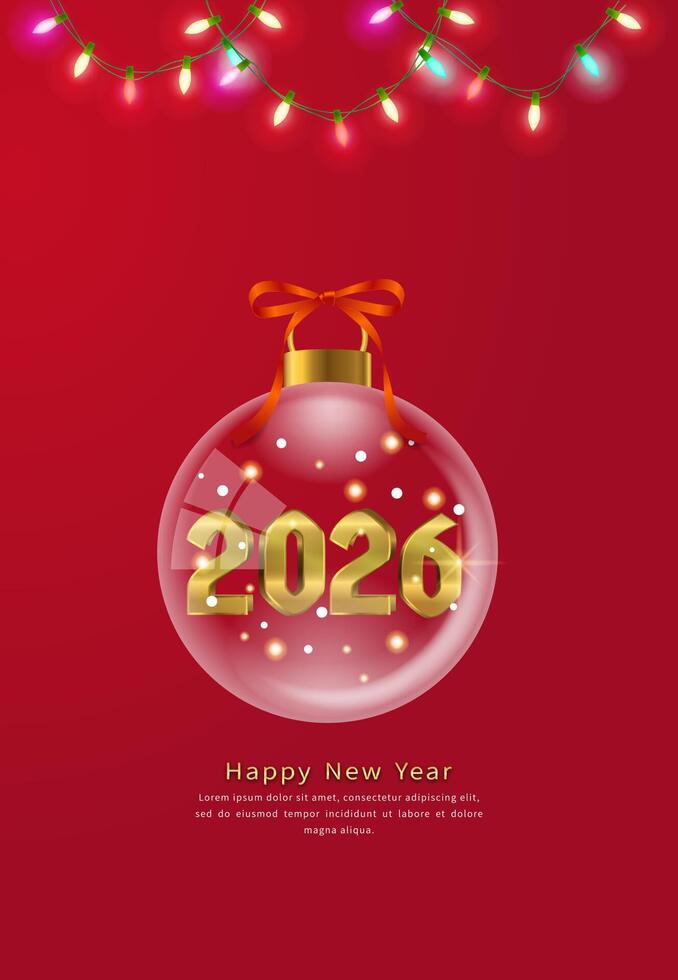 2026 Christmas Red Single Ornament Holiday Desktop Background Horizontal vector