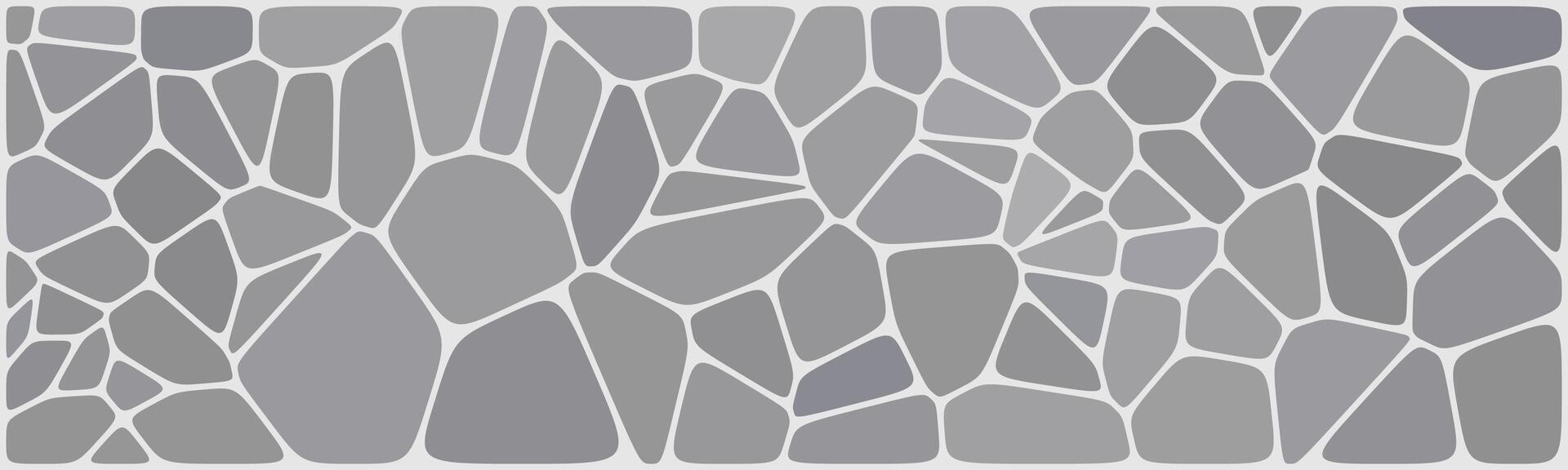 Abstract mosaic of gray polygonal shapes forming a textured, geometric pattern, resembling a stylized stone wall with varied shading and angles. vector