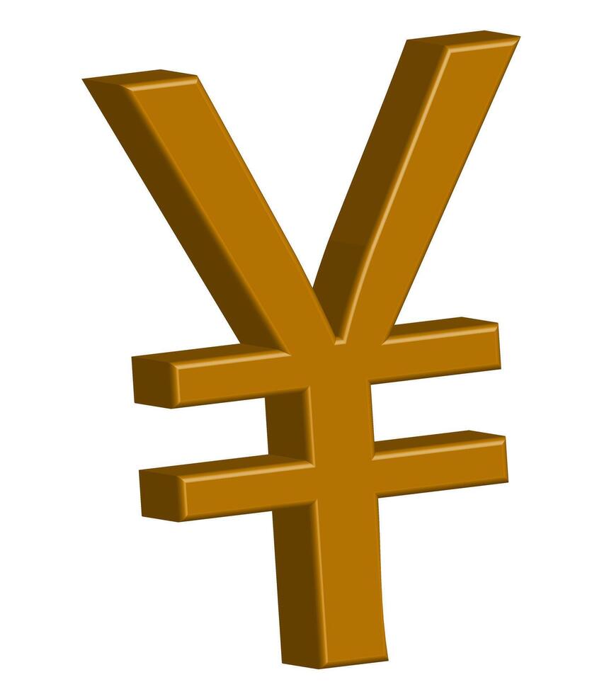 Golden 3d yen yuan symbol icon - asian currency and finance vector