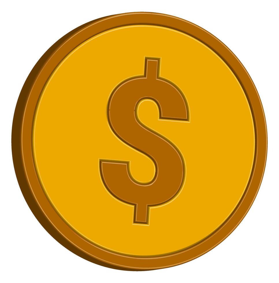 Gold Dollar Coin Icon - 3D Money and Finance Symbol for Business and Investment vector