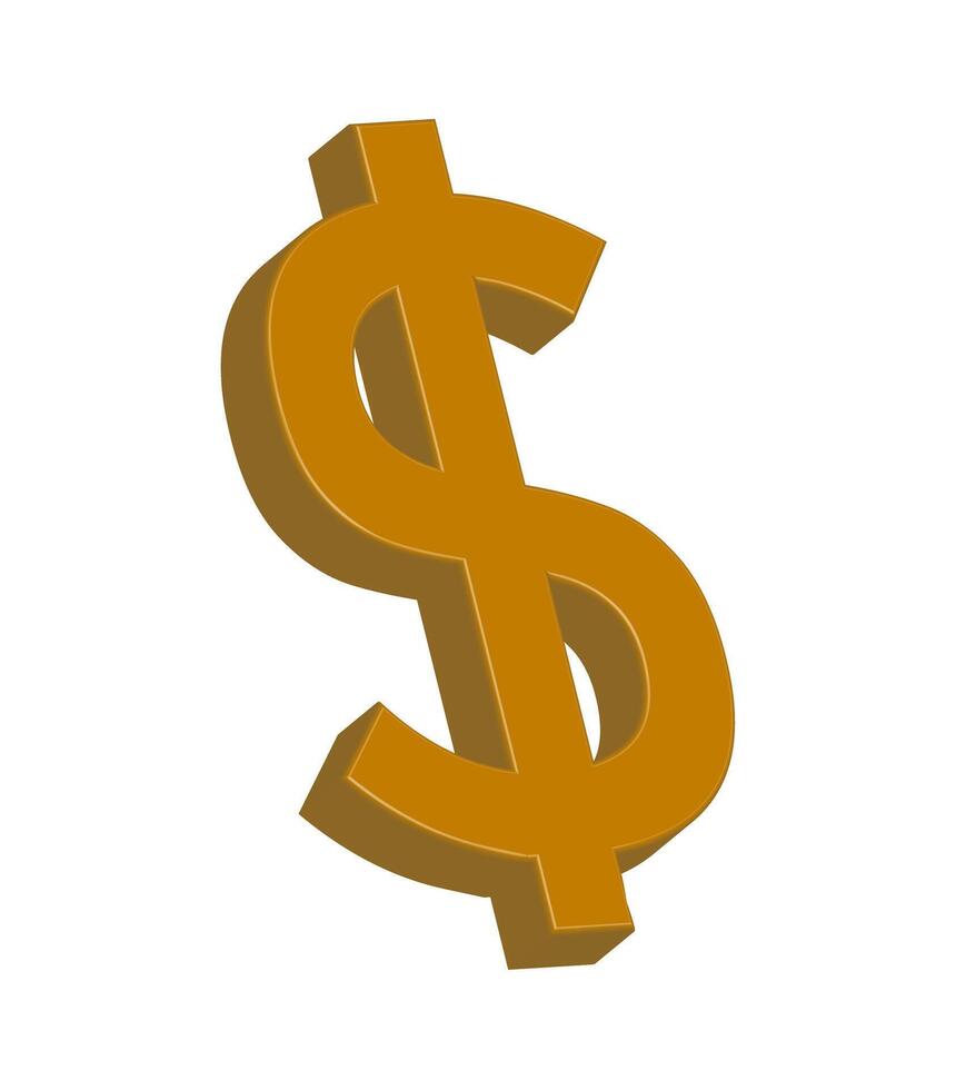 Golden 3D Dollar Sign Icon - US Currency and Finance vector