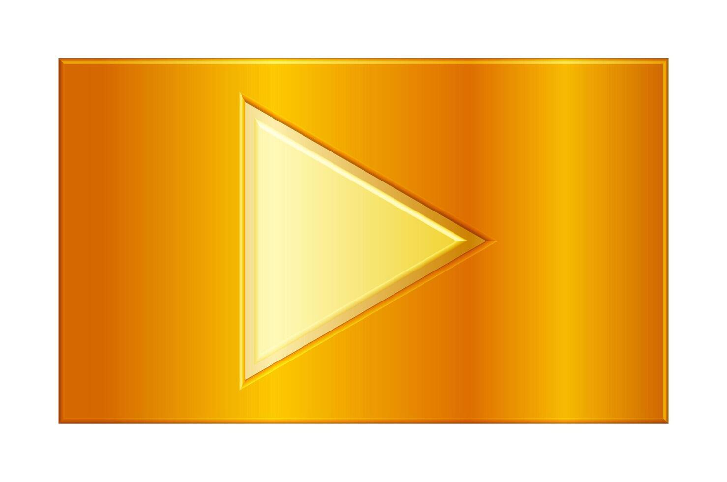 Gold Play Button Icon - 3D Golden Media Player Start Symbol vector