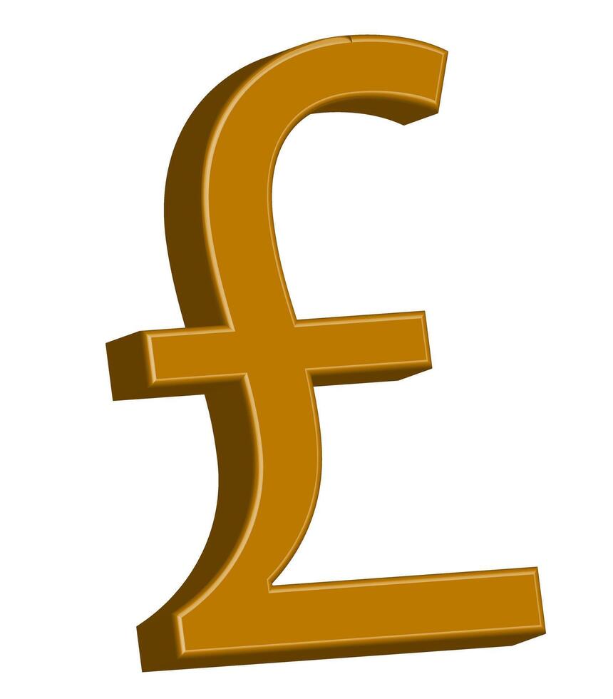 Golden 3D Pound Sterling Sign - UK Currency and Finance Icon vector