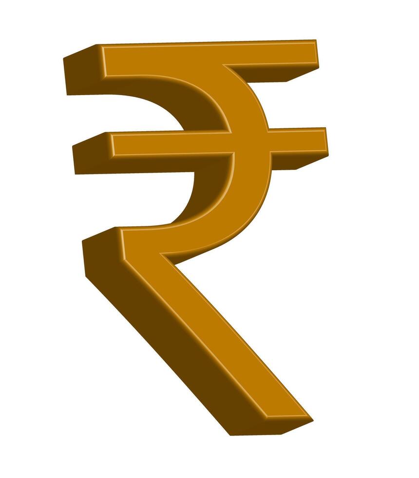 Golden 3D Indian Rupee Symbol Icon - India Currency and Finance vector