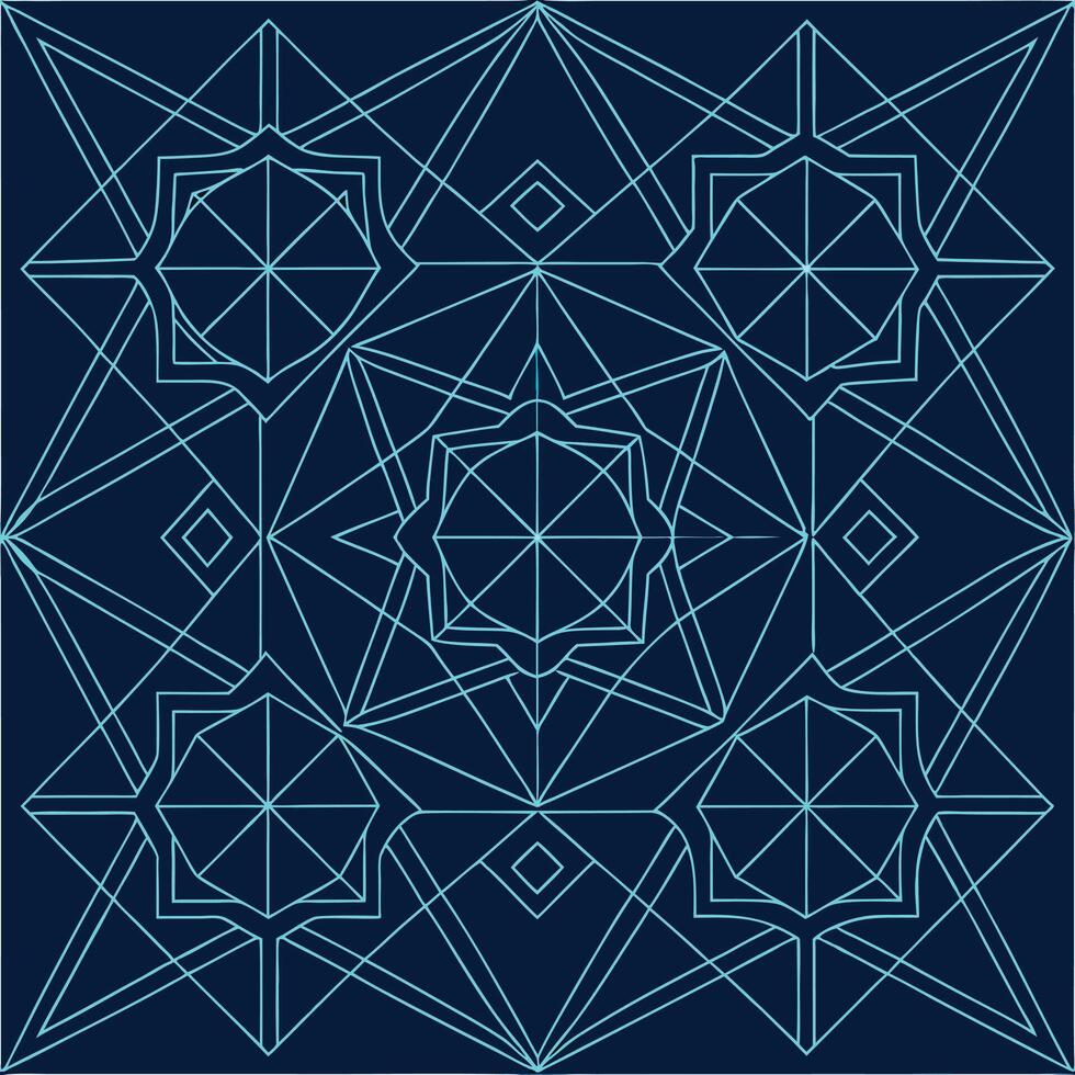 Abstract geometric teal line art pattern background vector
