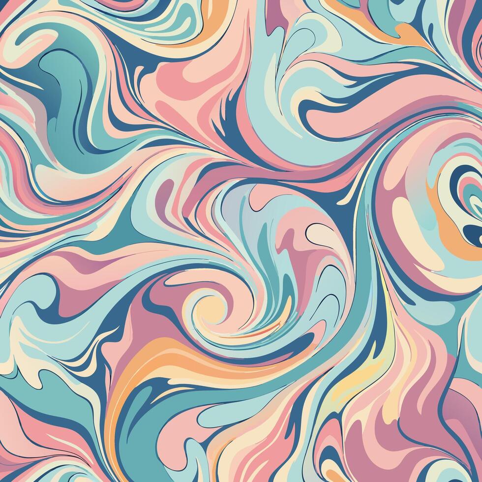 Seamless Abstract Marble Swirl Pattern with Colorful Fluid Shapes in Pastel Tones vector