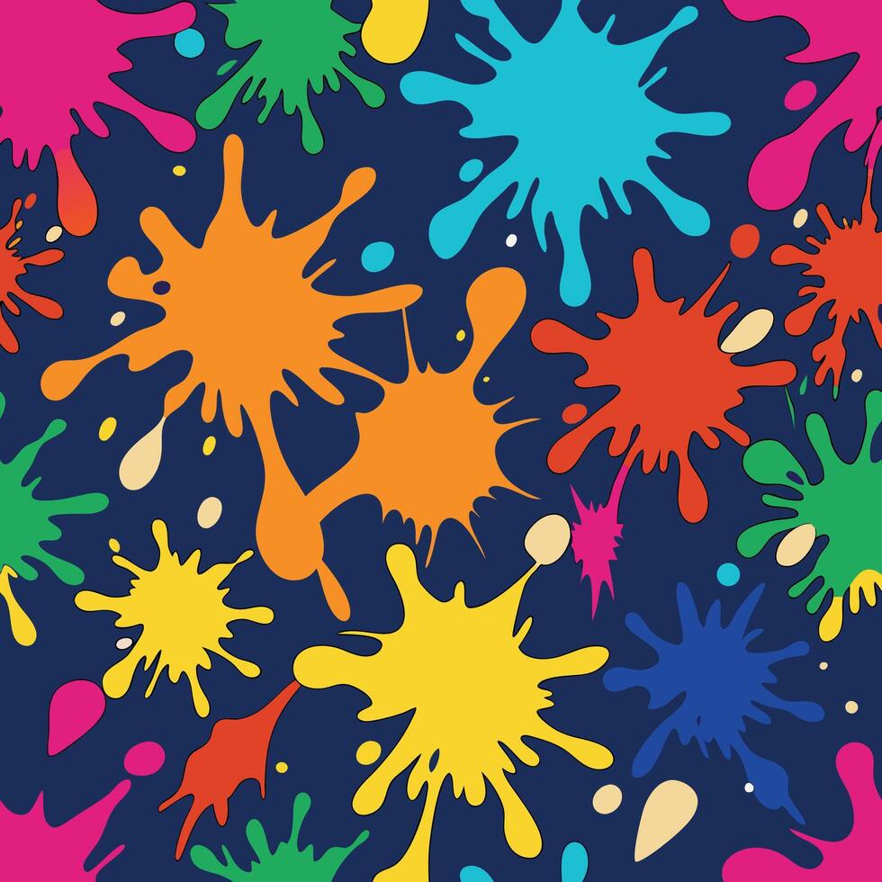 Colorful paint splatter seamless pattern background vector