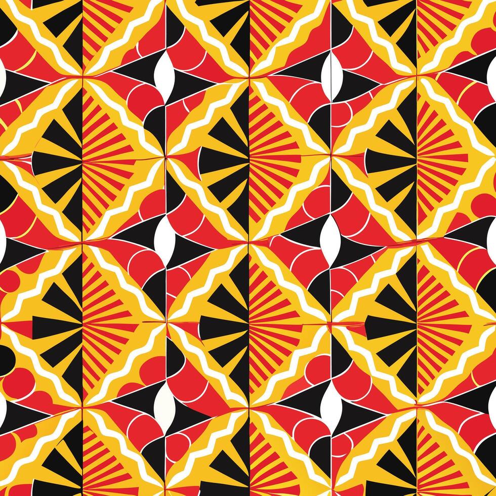Abstract geometric red black yellow pattern design vector