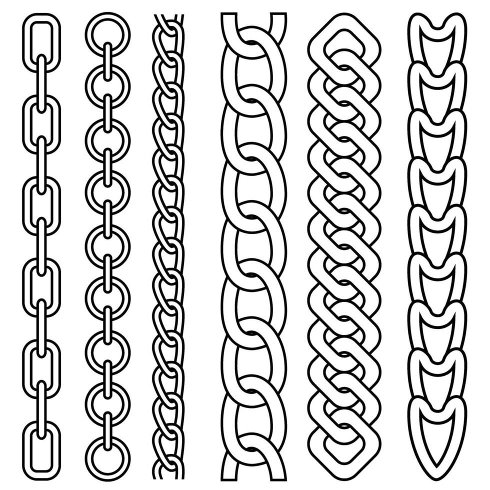 Set of different chains isolated on a white background. illustration. vector