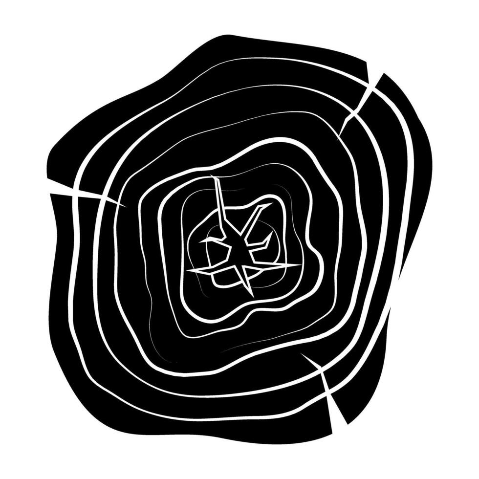Tree rings. Black and white illustration. Isolated on white background. vector